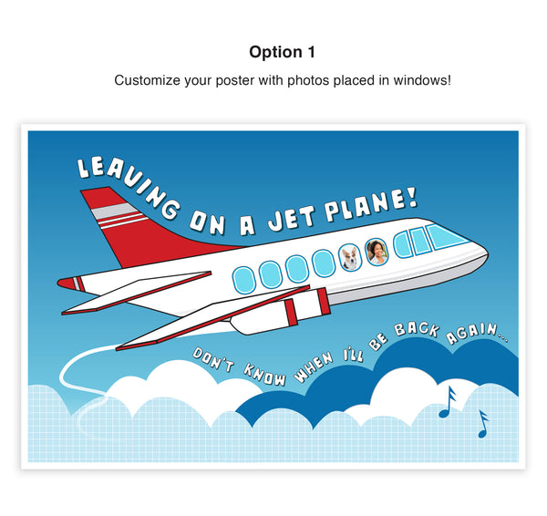 Leaving on a jet plane Peter Paul and Mary - Create your own 1960s and 1970s memorabilia as you and others remember that time in life when leaving was hard to do. Playful going away gift for today as well! “Leaving on a Jet Plane” was written by John Denver in 1966 and famously recorded by Peter, Paul and Mary in 1967. We are reminded of how hard it is to be away from the one you love. Graduation, deployment or simply having to go gives this poster meaning and purpose. Personalized Poster -  tribegift.com