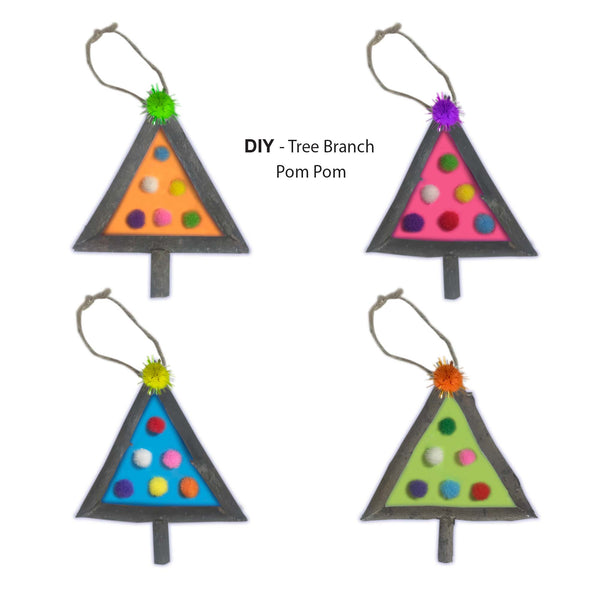 Decorate a woodland tree made out of real branches! Perfect for your holiday arts and crafts activities or to gift to a friend. Simple assembly and a definite opportunity to become creative! Tree assembled using rustic forest branches. Sustainable, eco-friendly, recycled branches converted into reusable material. Average tree height is around 4 inches tall. Each package comes with one “DIY Tree Branch Pom Pom” kit. Fun craft and easily assembled. tribegift.com